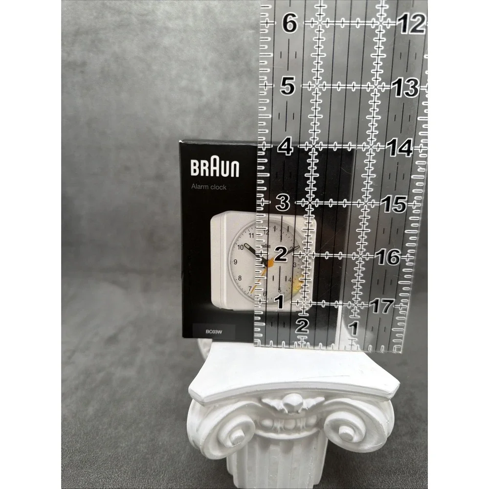 Classic Braun White Square Quartz Travel Alarm Clock BC03W